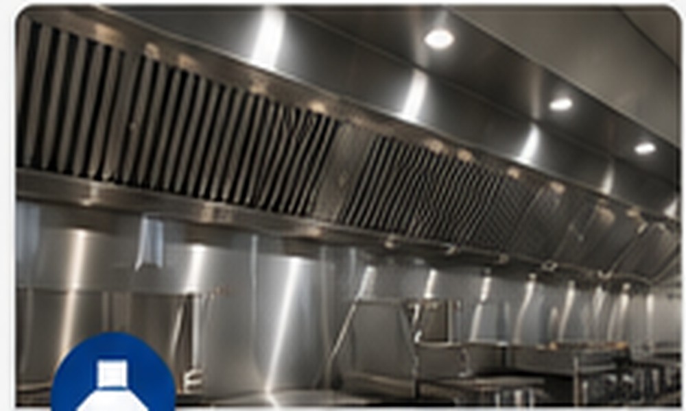 Clean commercial kitchen exhaust hood after professional cleaning